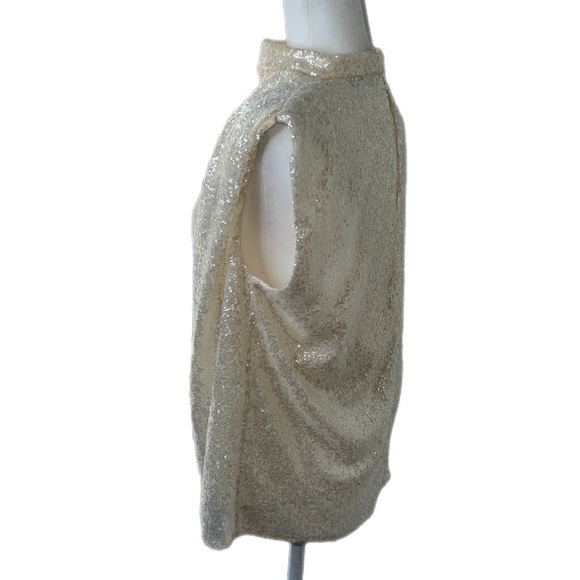 Amanda Uprichard Sequin Pleated Draped short Sleeve Top - Picture 6 of 13